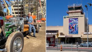 Leno Drives Classic Car To Fund Airport